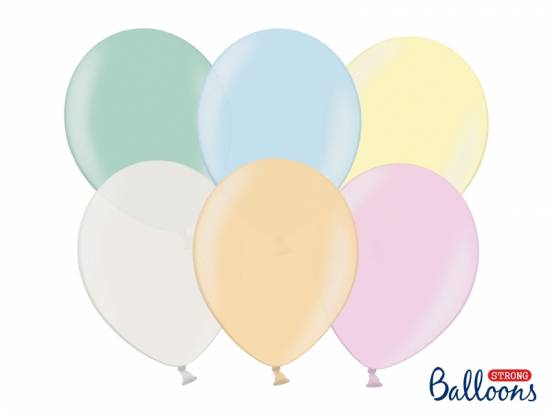 Ballonger, pastellfärgade, mixade färger, 23 cm. (100 st) i gruppen Festtillbehör / Ballonger / Ovala Ballonger hos Kransmakaren.se (SB10M-000P)