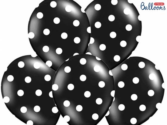 Svarta ballonger med vita prickar
