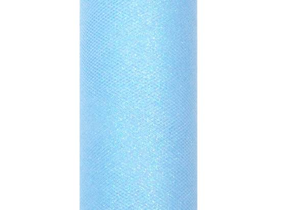 Tyll med glitter, Ljusblå, 15 cm x 9m i gruppen Krans & Floristtillbehör / Textilband & Snören / Tyll hos Kransmakaren.se (TIUG15-011)