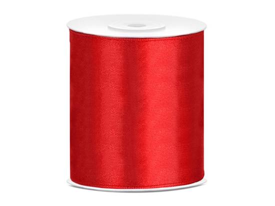 Rött satinband 100 mm (25 meter) i gruppen Krans & Floristtillbehör / Textilband & Snören / Dekorband / Röda band hos Kransmakaren.se (TS100-007)