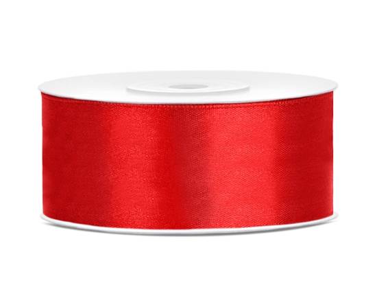 Satinband, Röd 25 mm ( 25 meter ) i gruppen Bröllopstillbehör / Band och snören / Band / Satinband / Satinband 25 mm hos Kransmakaren.se (TS25-007)