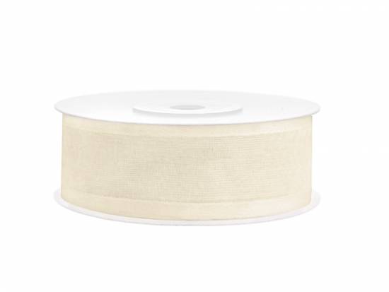 Band i chiffong offwhite med satinkant 25 m