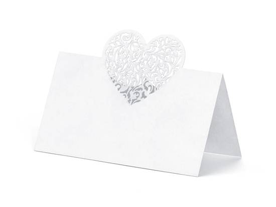 Placeringskort, Hjärta, 9 x 6.5cm (1 pkt / 10 st.) i gruppen Högtider / Jul / Julpynt / Juldukning / Placeringskort & Hållare Jul hos Kransmakaren.se (WS52)