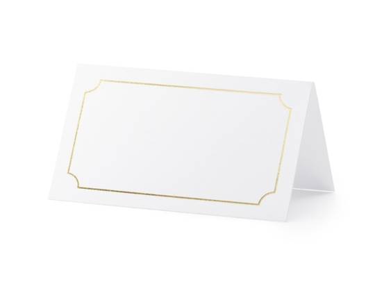 Placeringskort med guldfärgad ram, 9.5x5.5cm (1 pkt / 10 st.) i gruppen Högtider / Jul / Julpynt / Juldukning / Placeringskort & Hållare Jul hos Kransmakaren.se (WS8-019ME)