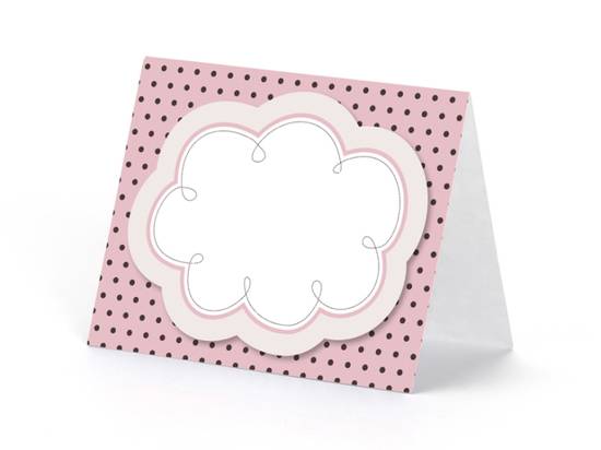 Placeringskort med rosa moln, 6 st. mixade mönster i gruppen Festtillbehör / Dukning / Placeringskort & Hållare hos Kransmakaren.se (WSP4)