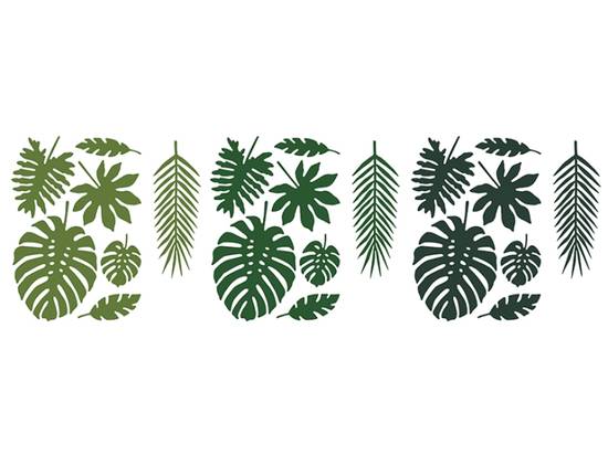 Dekorationslöv av papp - Tropiska löv, mix, 21 delar i gruppen Festtillbehör / Festliga dekorationer hos Kransmakaren.se (ZDA1)