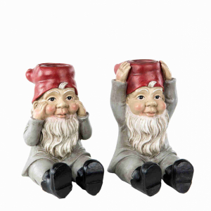 Tomte / Ljusstake, Grå, 2 olika storlekar