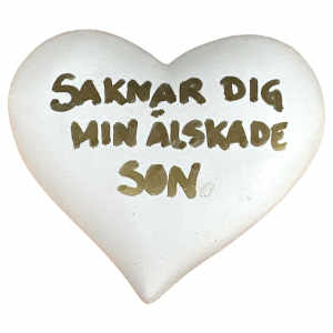 Hjärta med texten Saknar dig min älskade son