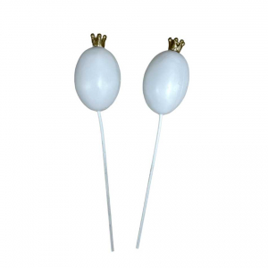 Ägg Med Krona. Vit Poly 2,5 x 5 cm (2 st)