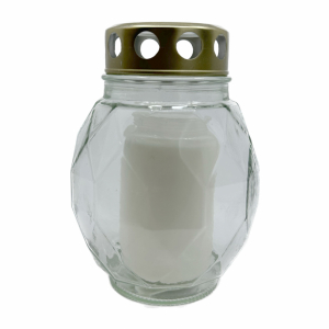 Gravlykta av glas med guldlock. Brinntid ca 48h