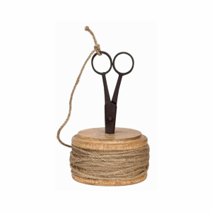 Snörhållare med sax Dekoration , naturfärgat snöre