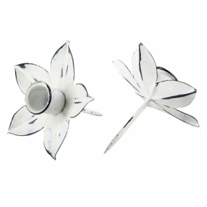 Ljushållare, kronljus, blomma, vit. 4 st