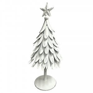 Gran i metall, shabby vit. 25 cm