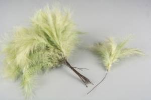 Fjädrar, duniga, med tråd. Lime. 12 st.