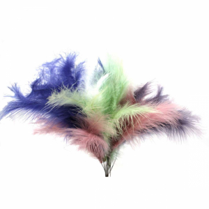 Fjädrar, duniga. Mixade färger. 12 st