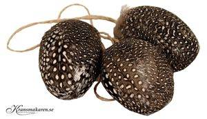 Ägg med pärlhönsfjädrar, 3st