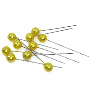 Pärlnålar, gula, 10 st