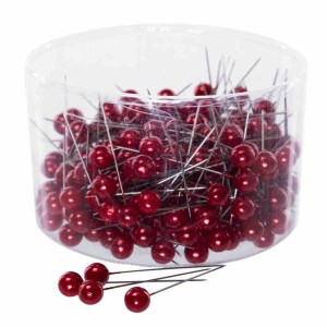 Pärlnålar, röda, 250 st