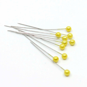 Pärlnålar. 6mm, Gula. 10 st