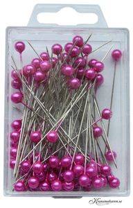 Pärlnålar. 6mm, cerise/rosa. 100 st