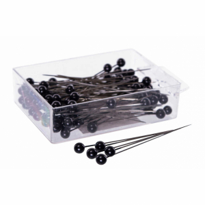 Svart pärlnål. 6 mm. (ca 100 st)