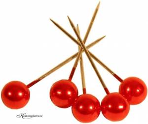 Pärlnålar, röda, 15mm. 10 st