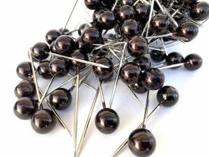 Pärlnålar, Mörkbruna, 15mm. 100 st