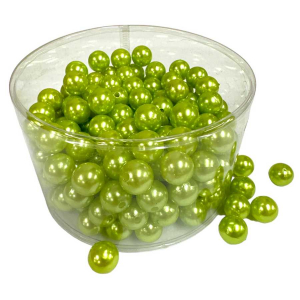 Äppelgröna vaxpärlor 14mm, (ca 210st)