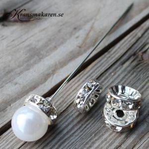 Diamantring / strassrondeller, silver, 8 mm, 12 st