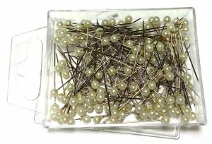 Pärlnålar 4mm, Creme 150 st