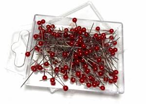Pärlnålar 4mm, Röda 150 st