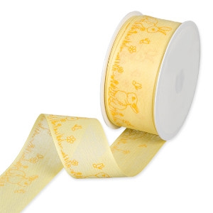 Gult dekorband med kaniner och fjärilar