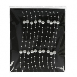 Pärlor på tråd, vit, 3 meter