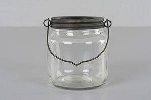 Glas lykta / glasvas, svart, 9,5x11cm