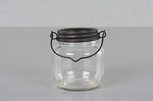 Glas lykta / glasvas, svart, 8x9 cm