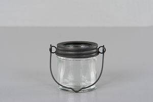 Glas lykta / glasvas, svart, 6x7 cm