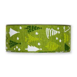 Dekorband, grön, med träd. 40 mm ( 3 meter)