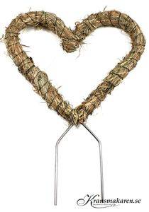 Stående halmhjärta med ben, ca 23x25 cm