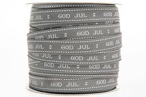 Grått band med texten God Jul. (3 meter)