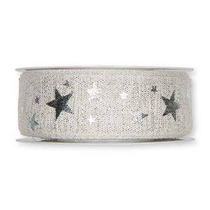 Band med stjärnor, offwhite, 40 mm. (pris per meter)
