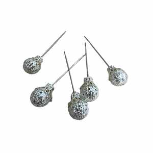 Silverfärgad dekorationsnål krona 5st 10mm