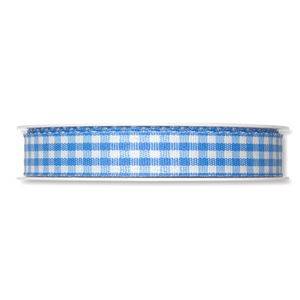 Rutigt textilband, Blå/vit. 15mm