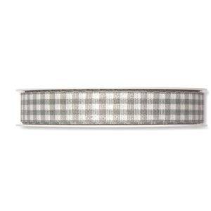Rutigt textilband, Grå/vit. 15mm