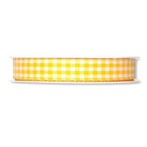 Rutigt textilband, Gul/vit. 15mm