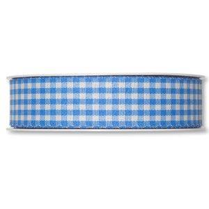 Rutigt textilband, Blå/vit. 25mm (3 meter)