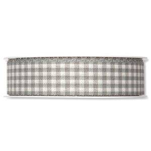 Rutigt textilband, Grå/vit. 25mm ( 3 meter)