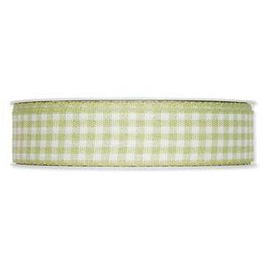 Rutigt textilband, Grön/vit. 25mm (3 meter )