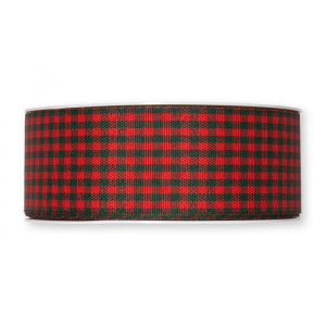 Dekorband rutigt Röd/Mörkgrön 40 mm (25 meter)