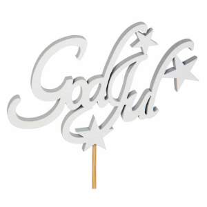 God Jul på pinne med stjärnor, vit,