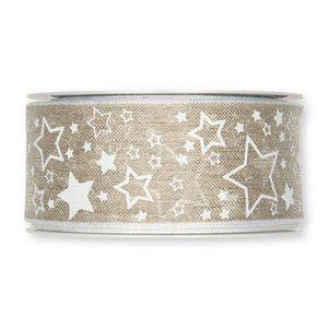 Dekorband, creme, stjärnor. 40 mm (3 meter)
